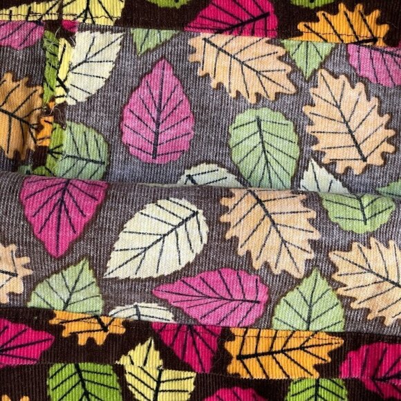 Fall Leaves Corduroy Mini Skirt Handmade Brown & Multicolor Women’s L 14 - Picture 6 of 6